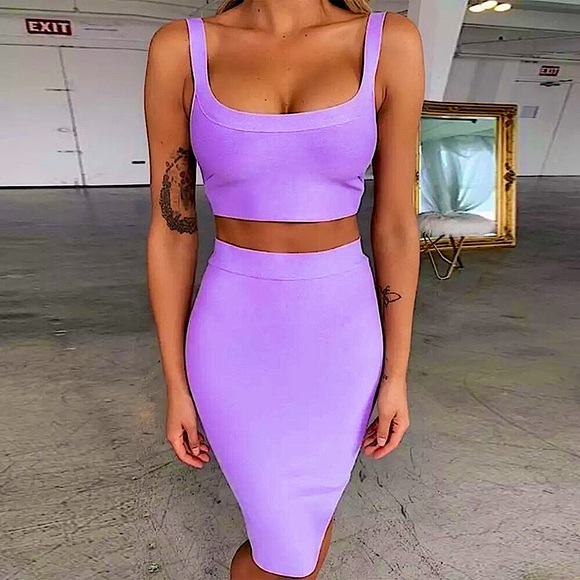HP!✨Lavender 2 piece bandage dress set - Picture 2 of 15